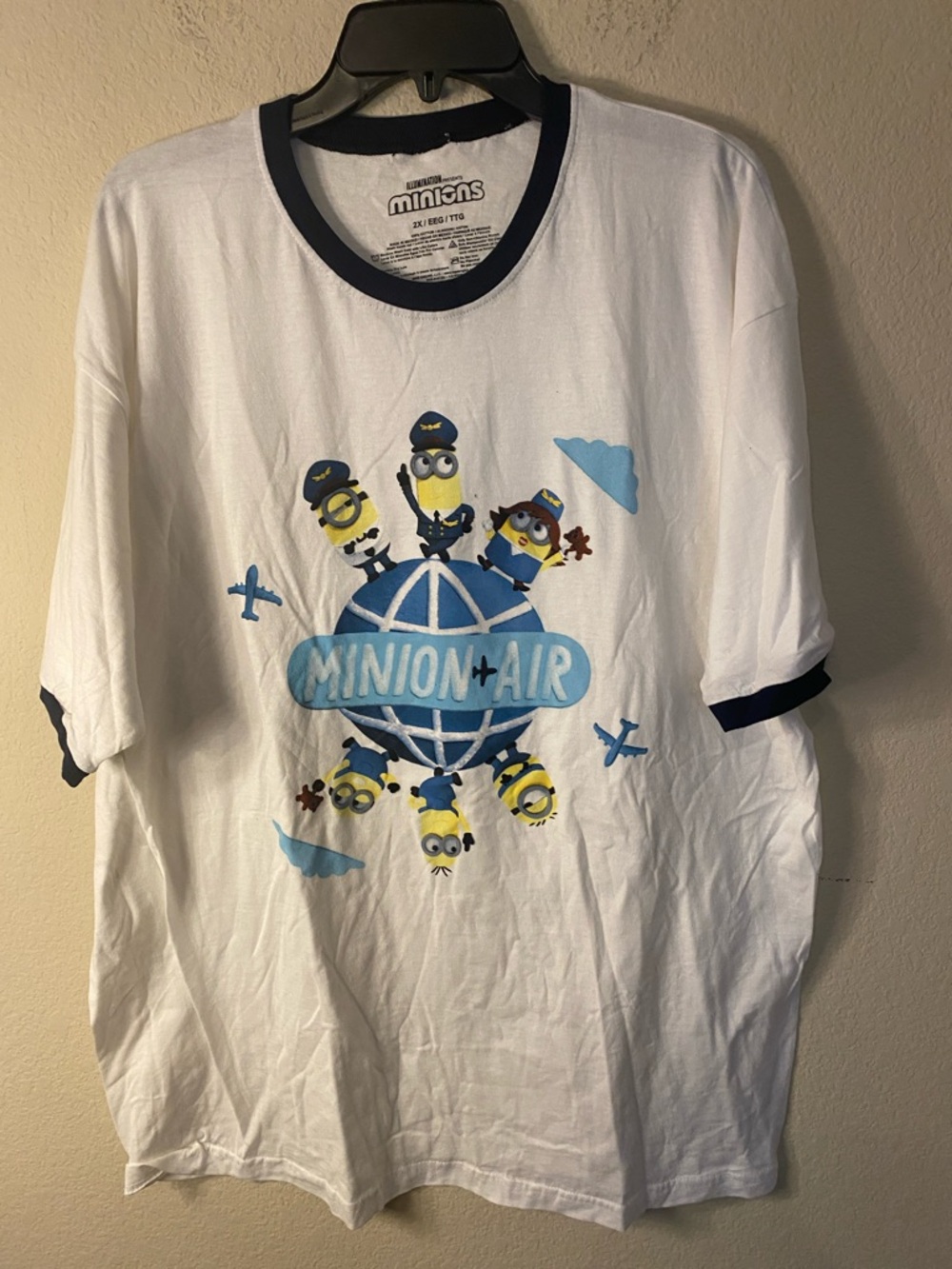 Minions Minion Air Ringer Tee - White with Navy Trim